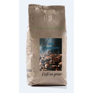 Café en grano crema descafeinado natural 100% 1kg.