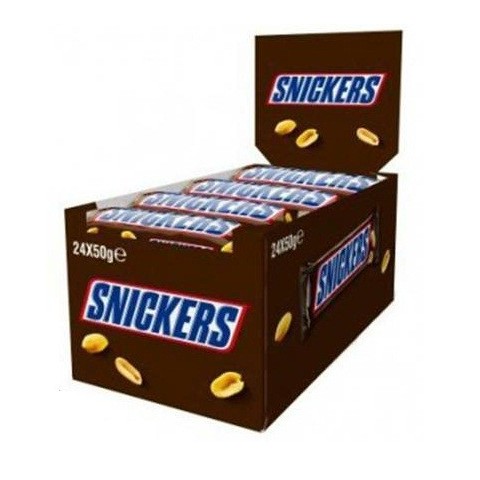 Snickers de chocolate y cacahuetes 24 unidades.