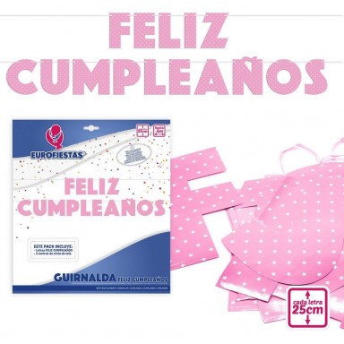 Guirnalda Rosa Feliz Cumpleaños