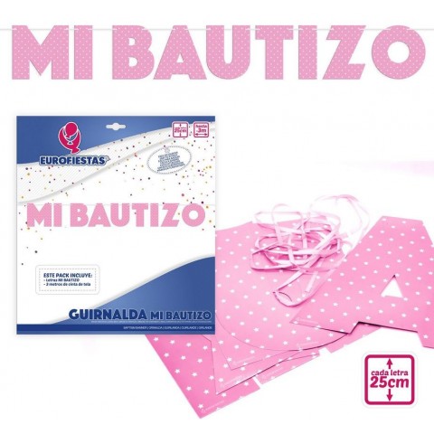 Guirnalda Rosa Mi Bautizo