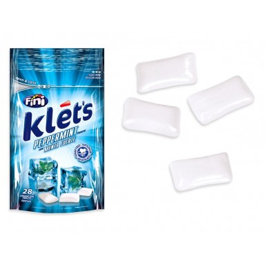 Chicles Klet's sin azúcar bolsita sabor menta 39 gramos.