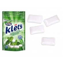 Chicles Klet's sin azúcar bolsita sabor menta 39 gramos.