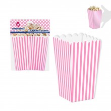 Pack of 3 pink boxes for popcorn