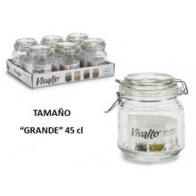 Tarro vidrio hermético con tapa grande 45cl