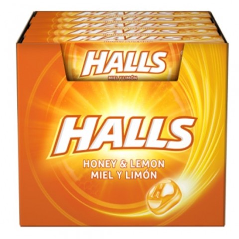 Caramelos halls miel y limon caja de 20 paquetes