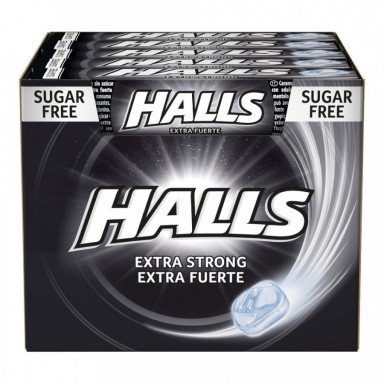 Caramelos halls extra fuerte sin azucar caja con 20 paquetes