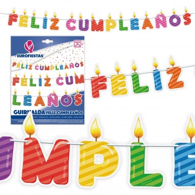 Guirnalda Feliz Cumpleaños Velas 1u.