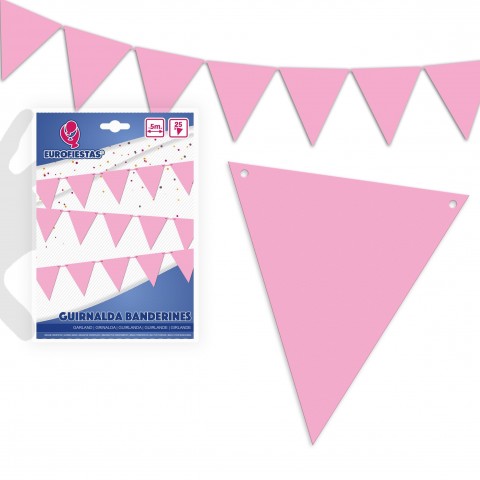 Pink pennants garland 1u.