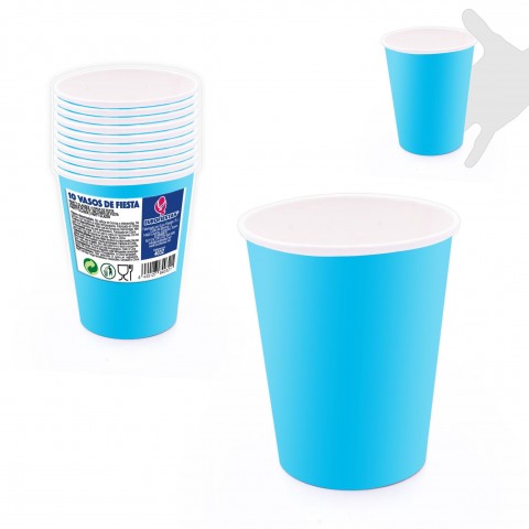 Vasos lisos azules 10u.