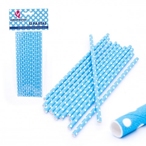 Blue paper straws 12u.