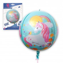 Globo de Poliamida Unicornio Redondo 4D 60cm.