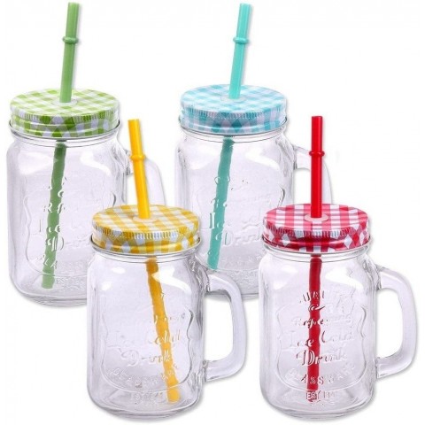 Glass jug with cane cover colors  1u.