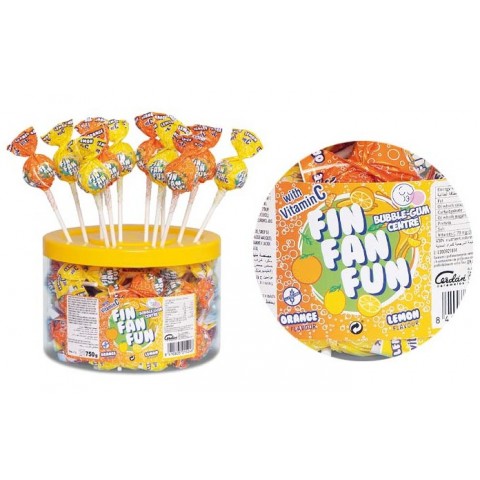 Caramelo con palo relleno de chicle FIN FAN FUN 45u.