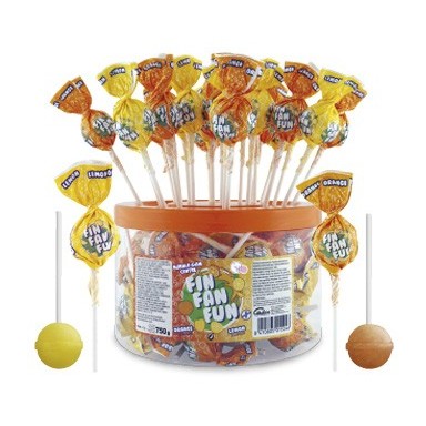 Caramelo con palo relleno de chicle FIN FAN FUN 45u.