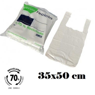 White plastic bags 70% recycled 35x50cm 120u.